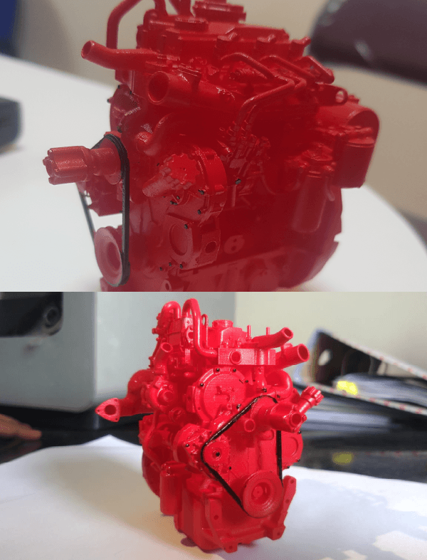 Red Turbocharged Engine Model